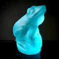 Uranium Glass Frog Art Deco Aquamarine Blue Glass Animal Statue