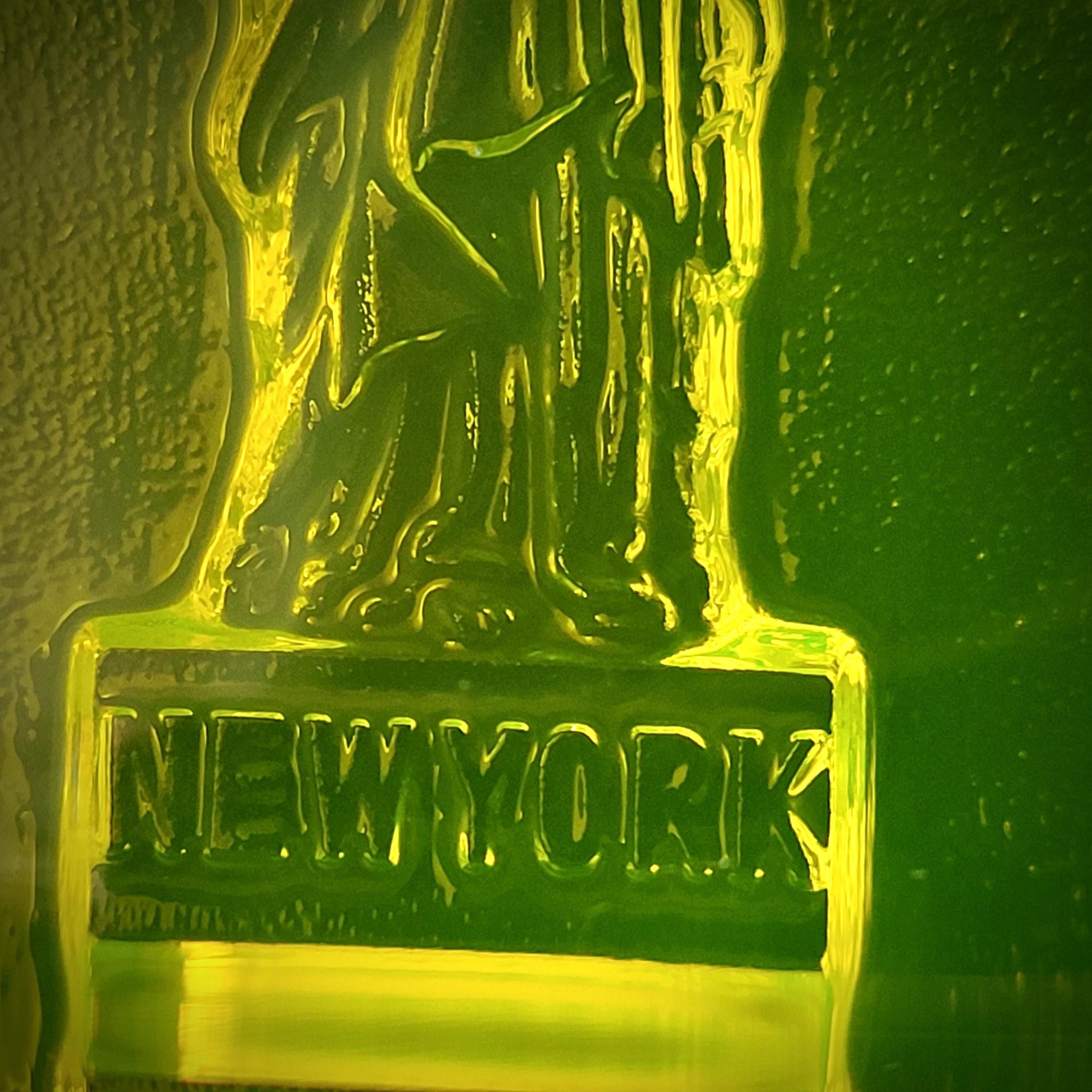 Uranium Glass Statue of Liberty Figurine Art Glass Vaseline Statue