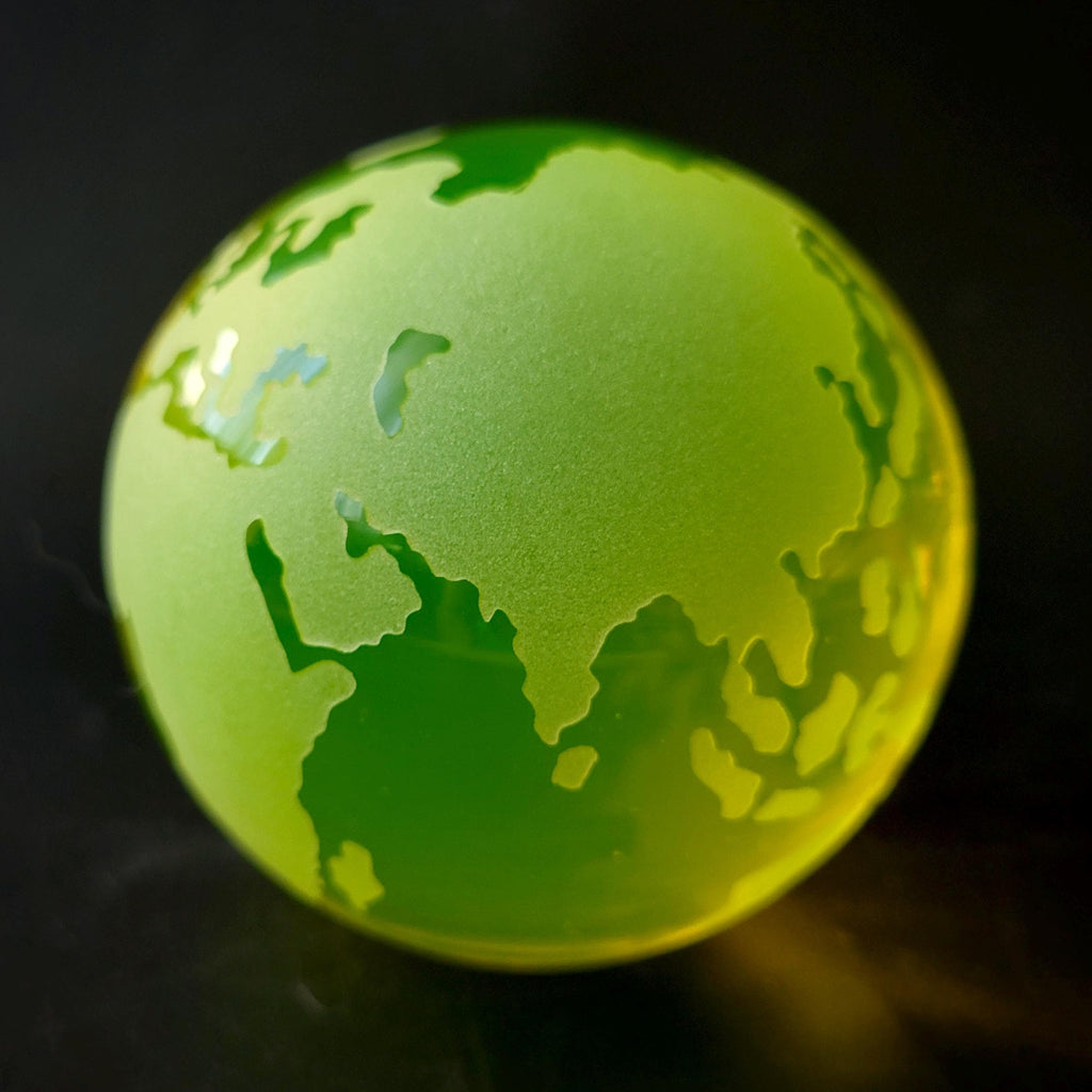 Vaseline Small Sphere Globe 40mm Paperweight Uranium Yellow Glass