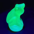 Aquamarine Blue Uranium Glass Frog Art Deco Glass Animal Small Statue