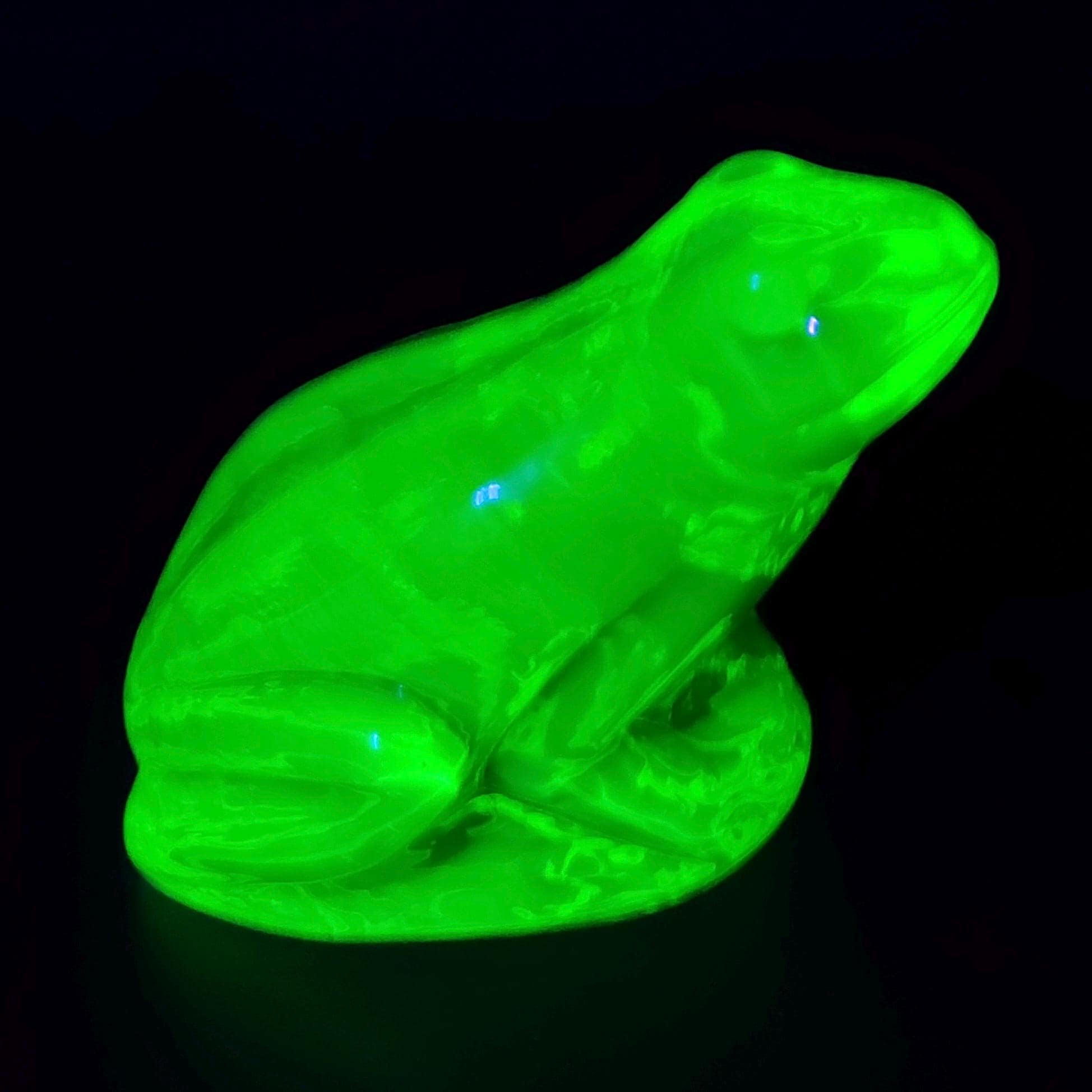 Vaseline Uranium Glass Frog Figurine Art Deco Green Glass Toad