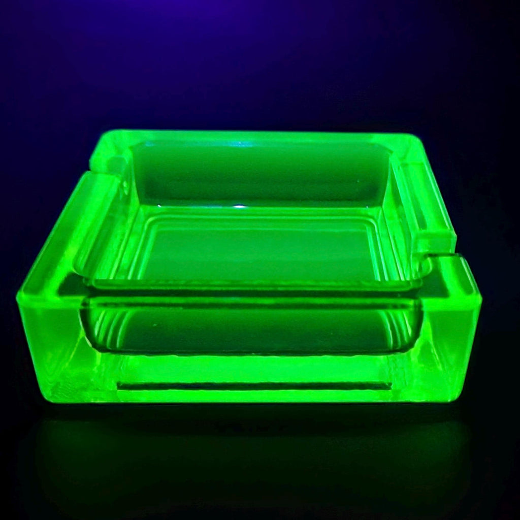 Uranium Glass Ashtray Vaseline Yellow Glass Plate
