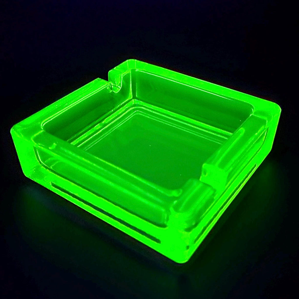 Uranium Glass Ashtray Vaseline Yellow Glass Plate