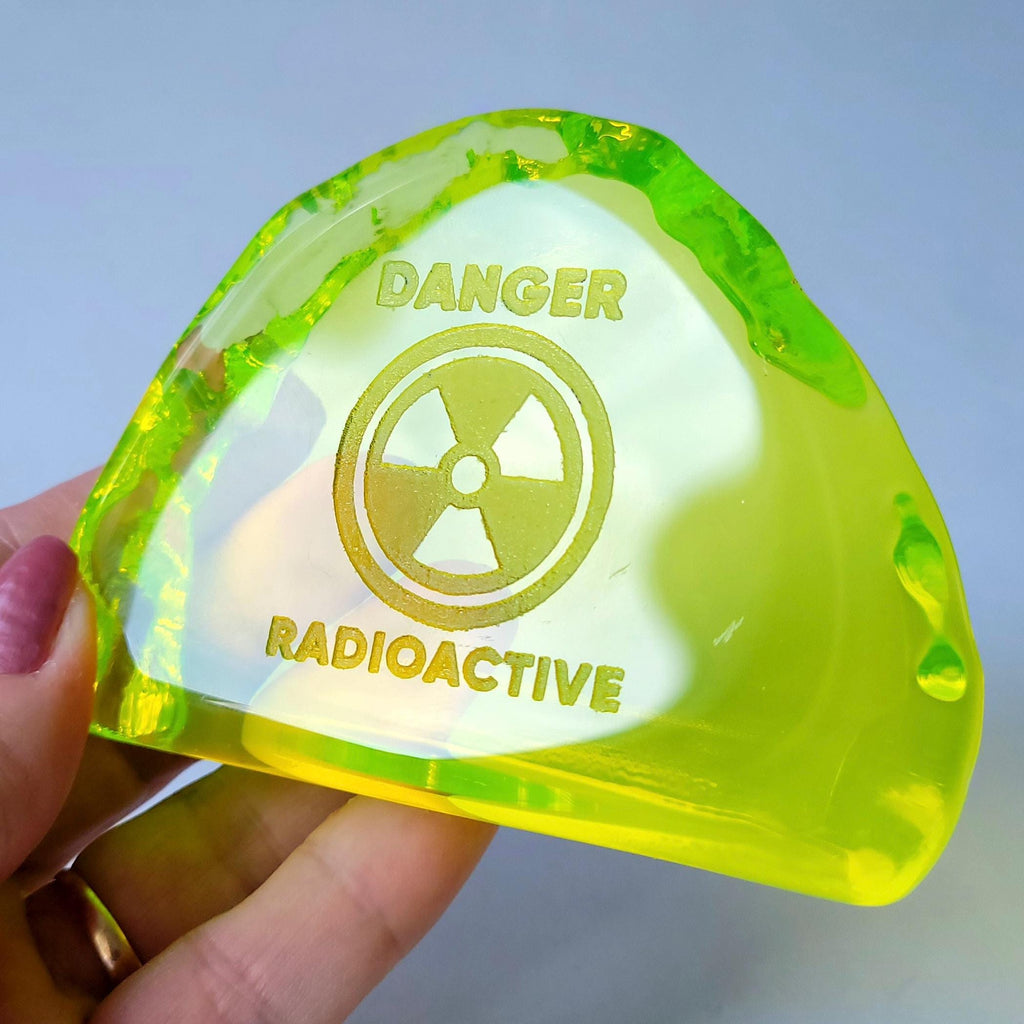 Custom Uranium Glass Block 50x50mm Art Deco Vaseline Yellow Glass Figurine