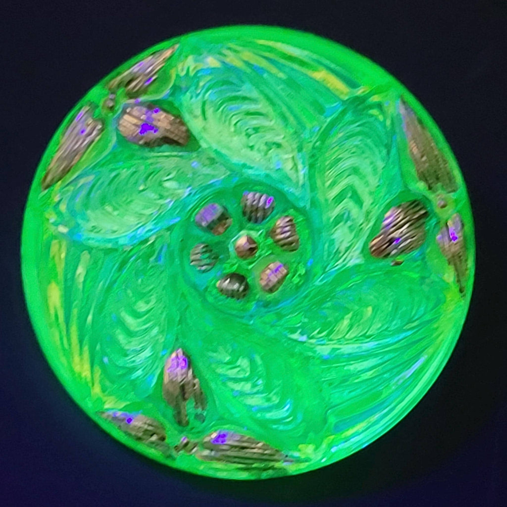 Uranium Glass Button 27mm Vaseline Czech Glass Collectible Small Button