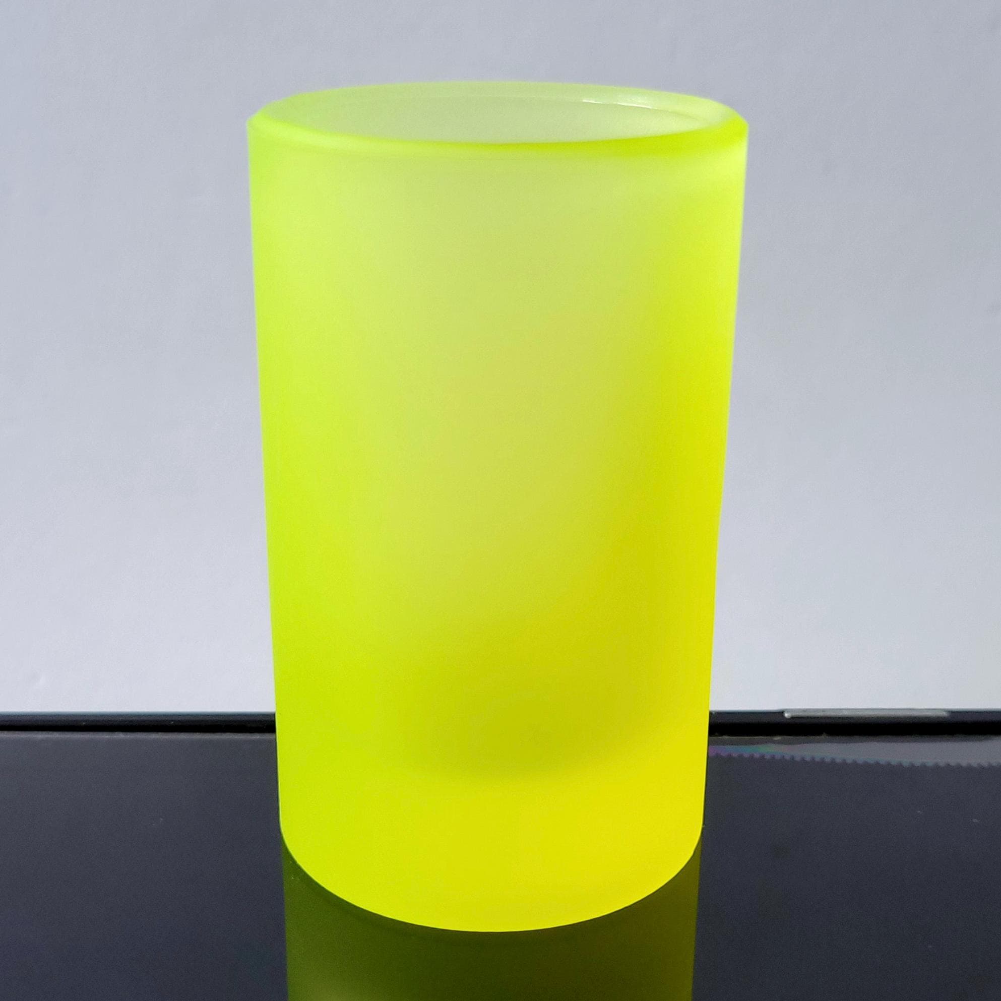 Uranium Glass Shot 4pcs Vaseline Yellow Frosted Matte Glass Cup