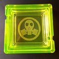 Art Deco Vaseline Glass Ashtray: Uranium Glass Collectible Plate