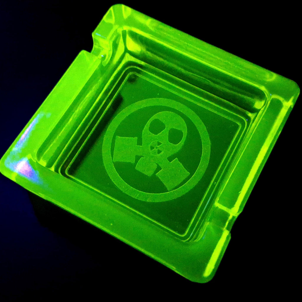 Collectible Uranium Glass Ashtray Art Deco Vaseline Yellow Glass Plate