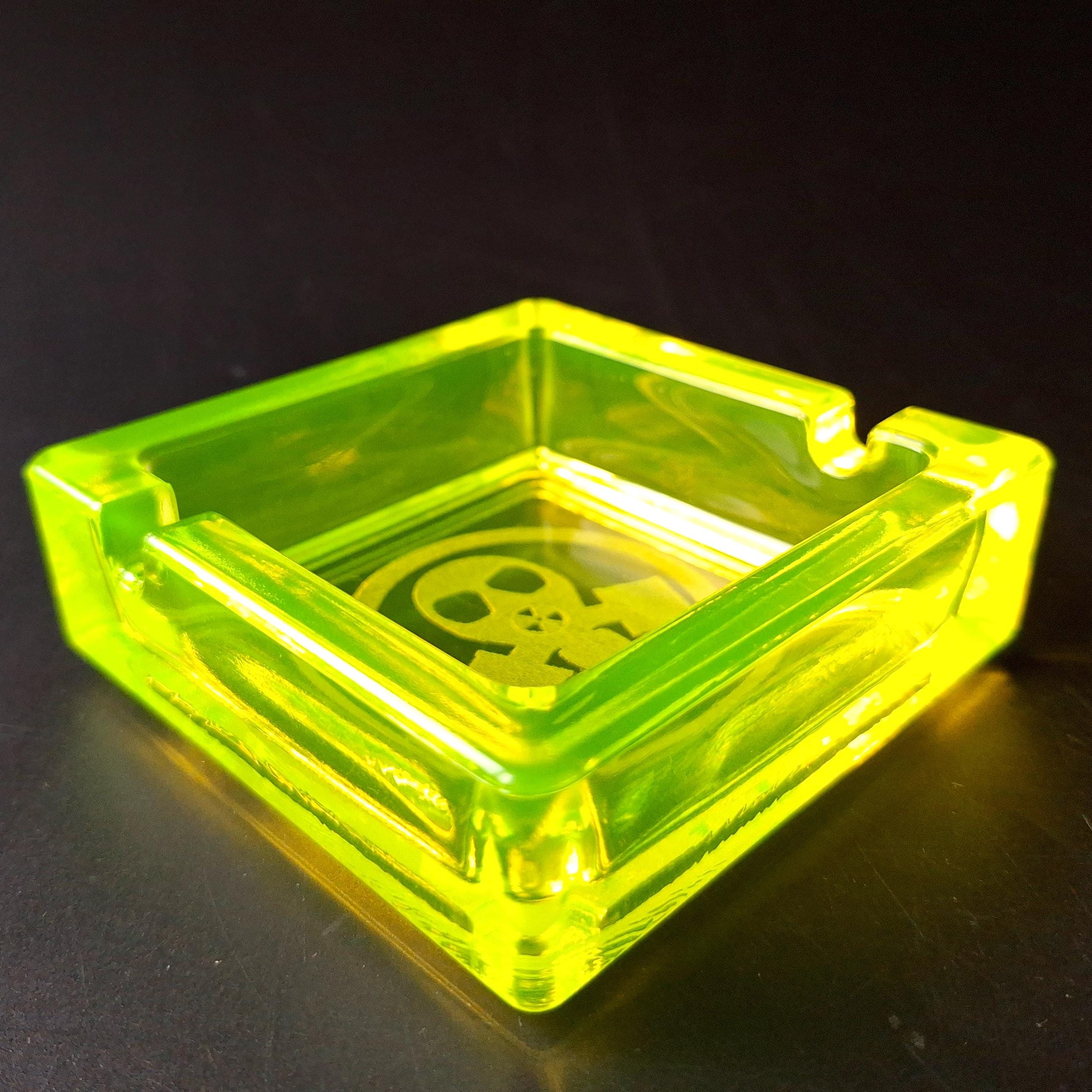 Uranium Vaseline Yellow Glass Ashtray Art Deco Collectible Plate