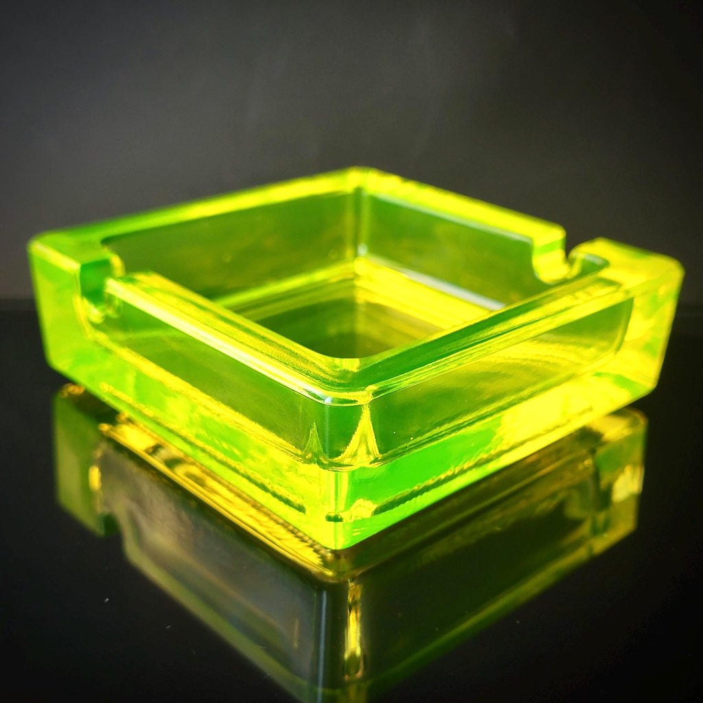 Uranium Glass Ashtray Vaseline Yellow Glass Plate