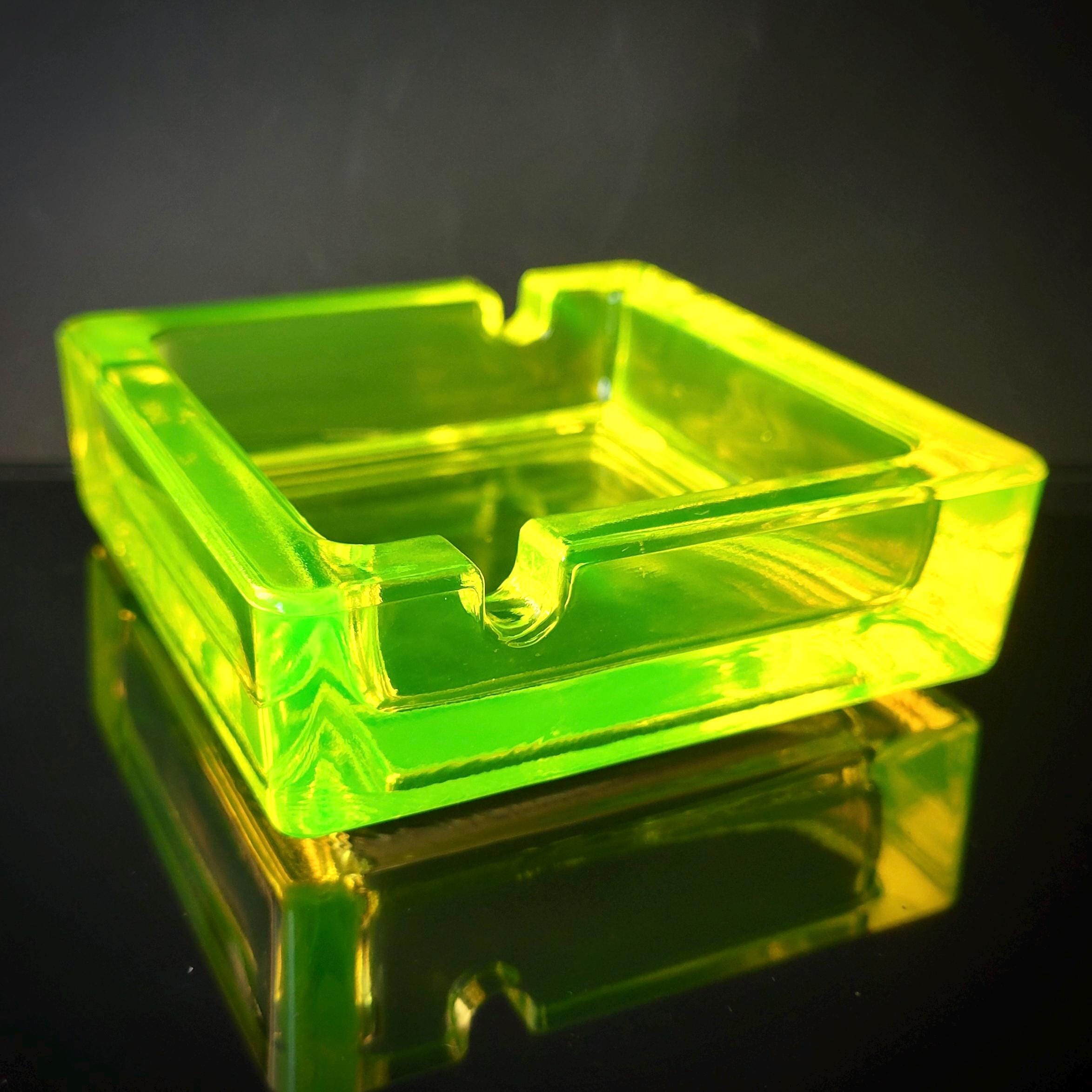 Uranium Yellow Glass Ashtray Collectible Vaseline Glass Plate