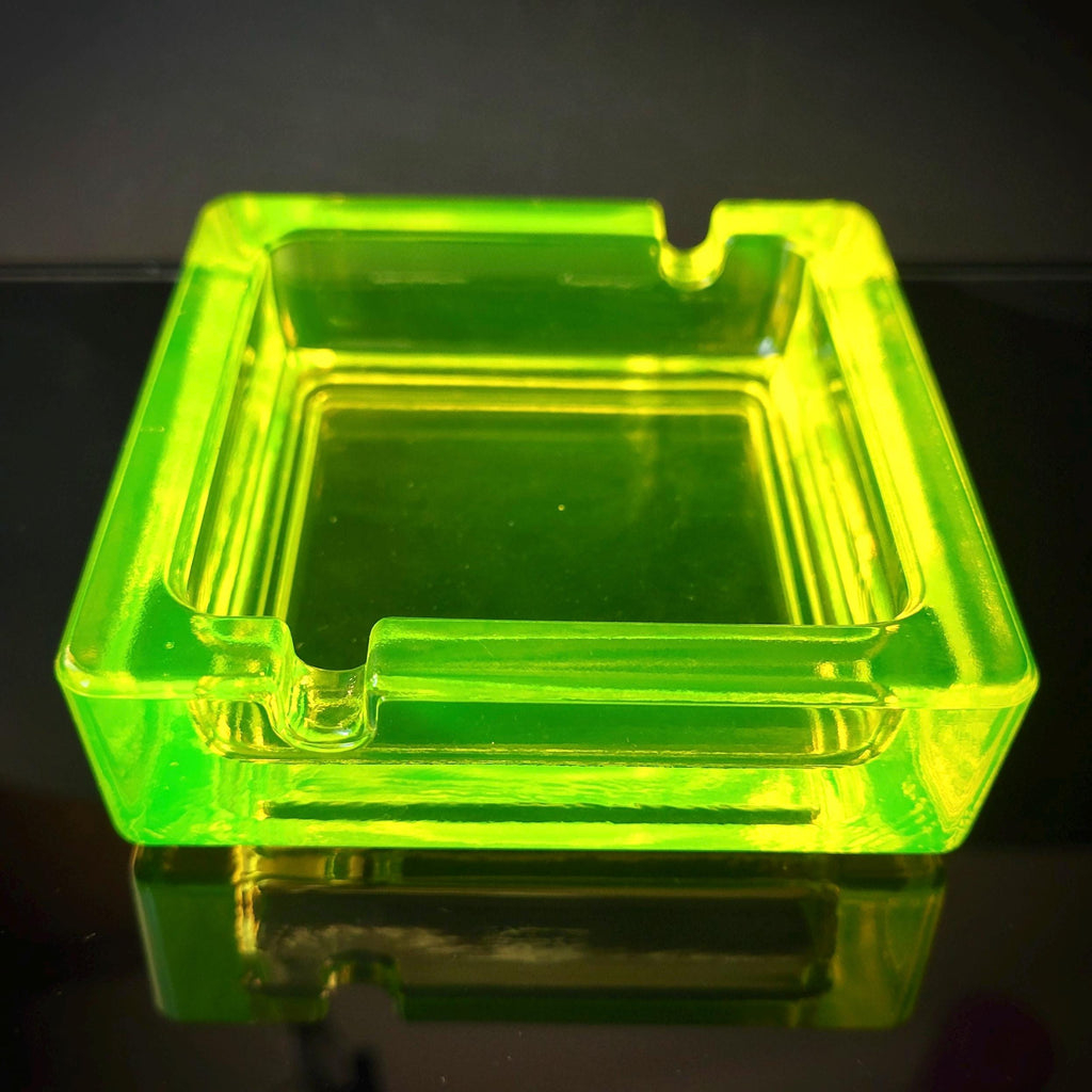 Uranium Glass Ashtray Vaseline Yellow Glass Plate