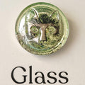 Uranium Glass Button Cat Design 22mm Vaseline Glass Collectible Small Button