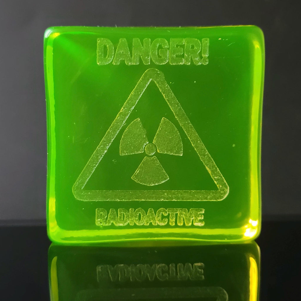 Vaseline Uranium Glass Block Tile Glass Statue Figurine Square 50x50mm