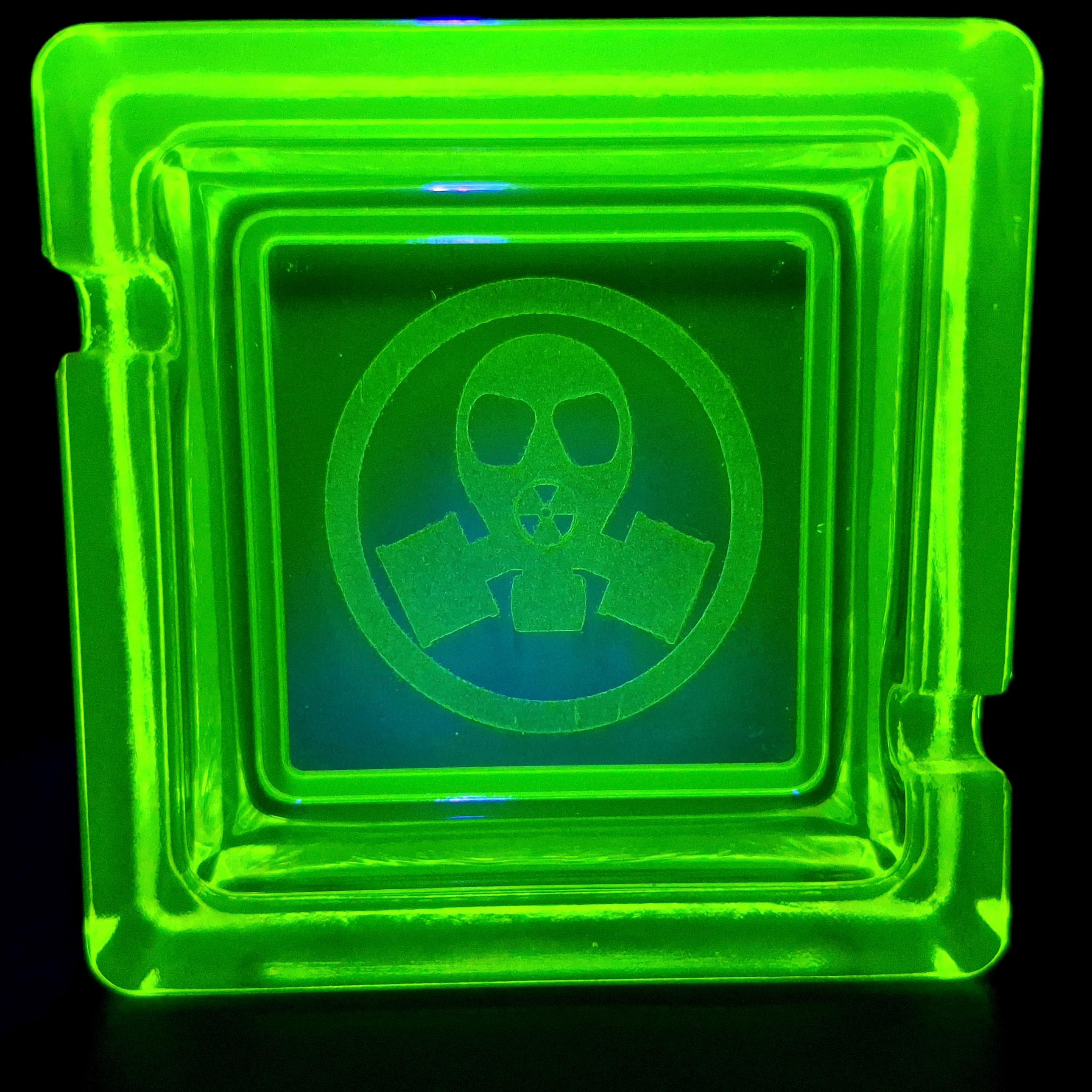 Collectible Uranium Glass Ashtray Art Deco Vaseline Yellow Glass Plate