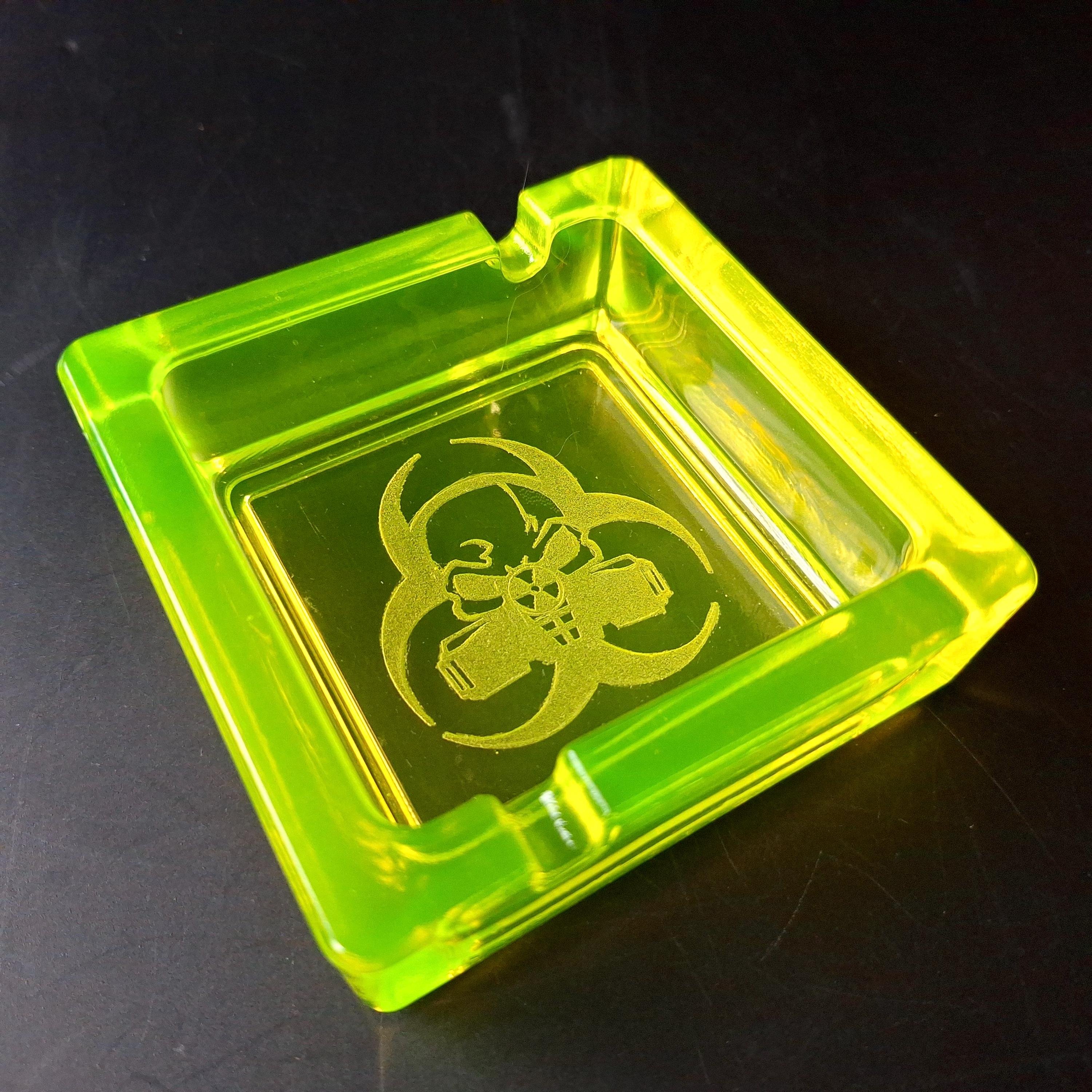 Uranium Glass Ashtray Art Glass Vaseline Yellow Collectible Plate