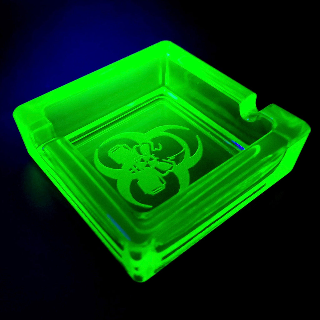 Uranium Glass Ashtray Art Glass Vaseline Yellow Collectible Plate