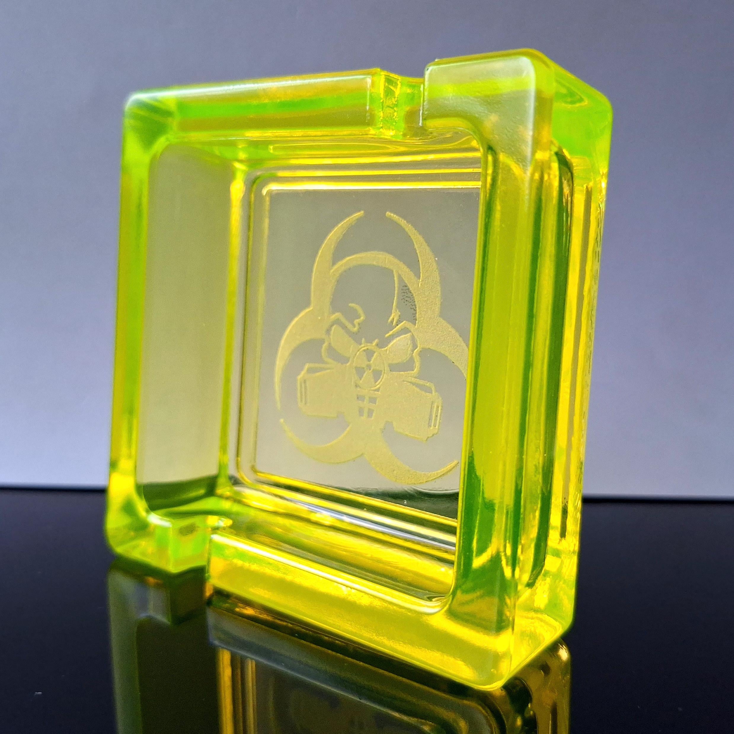 Uranium Glass Ashtray Art Glass Vaseline Yellow Collectible Plate