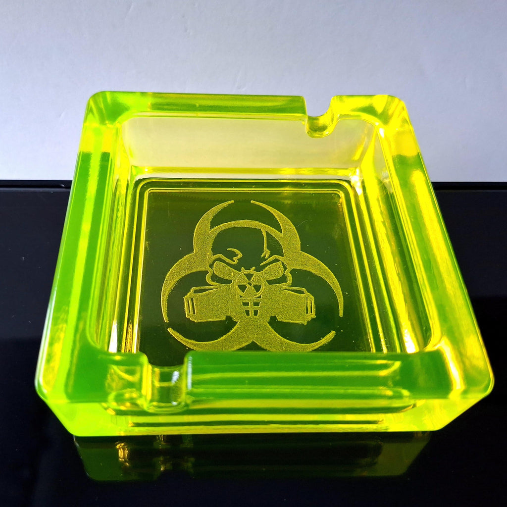 Uranium Glass Ashtray Art Glass Vaseline Yellow Collectible Plate