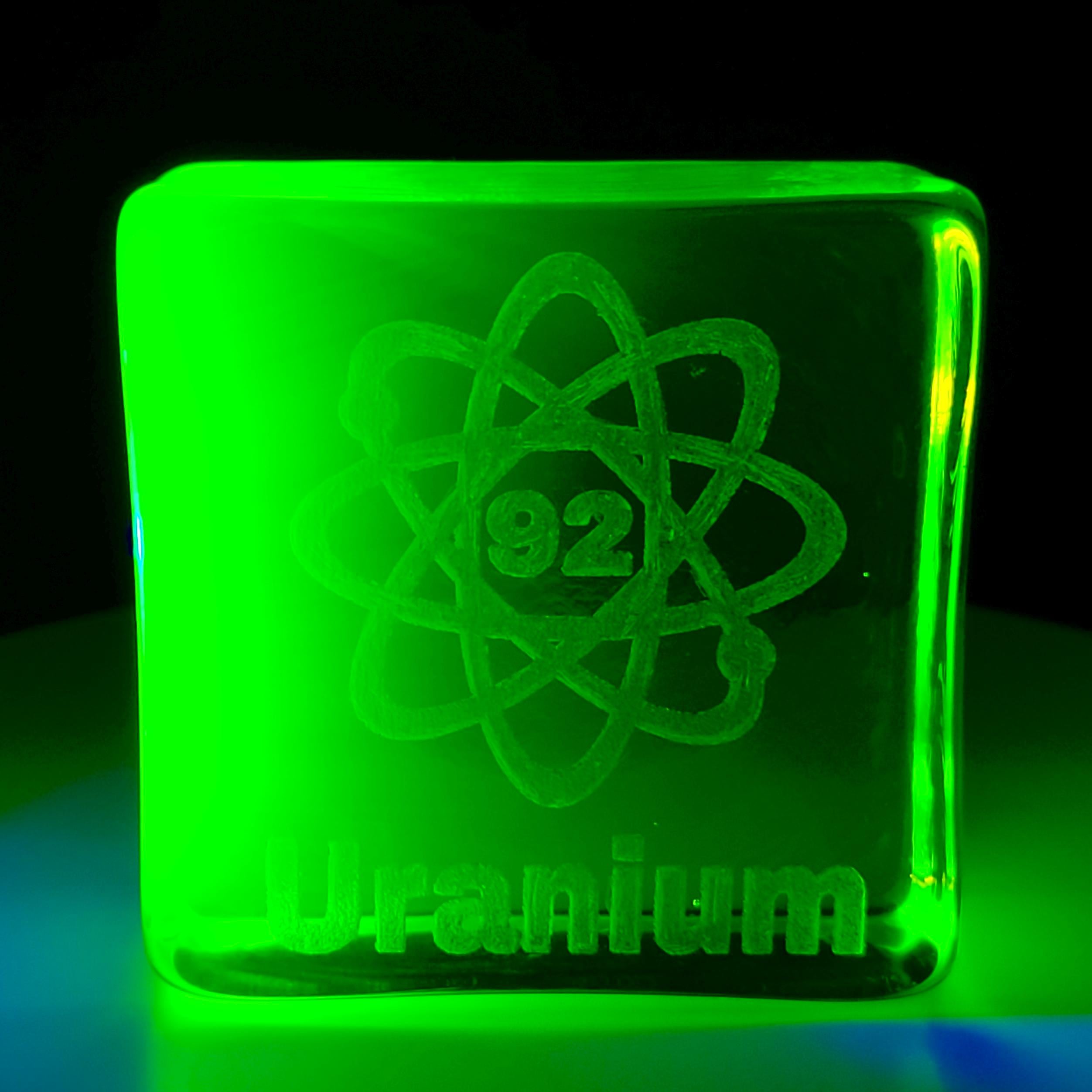 Uranium Glass Block 50x50mm Vaseline Yellow Glass Statue Gift for Collectors