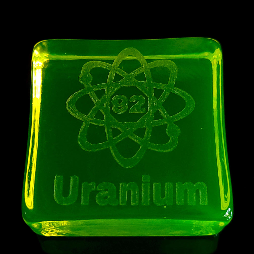 Uranium Glass Block 50x50mm Vaseline Yellow Glass Statue Gift for Collectors
