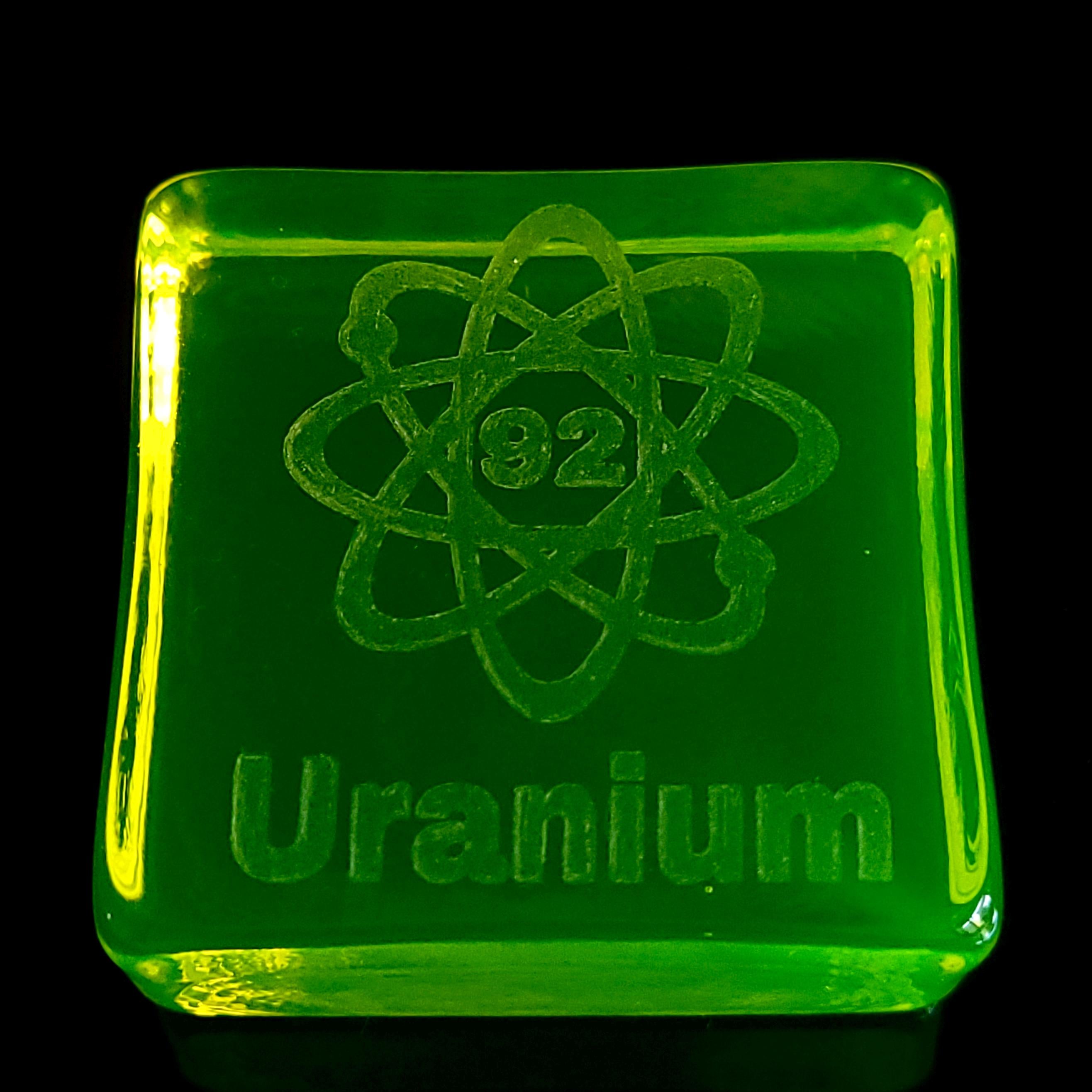 Uranium Glass Block 50x50mm Vaseline Yellow Glass Statue Gift for Collectors