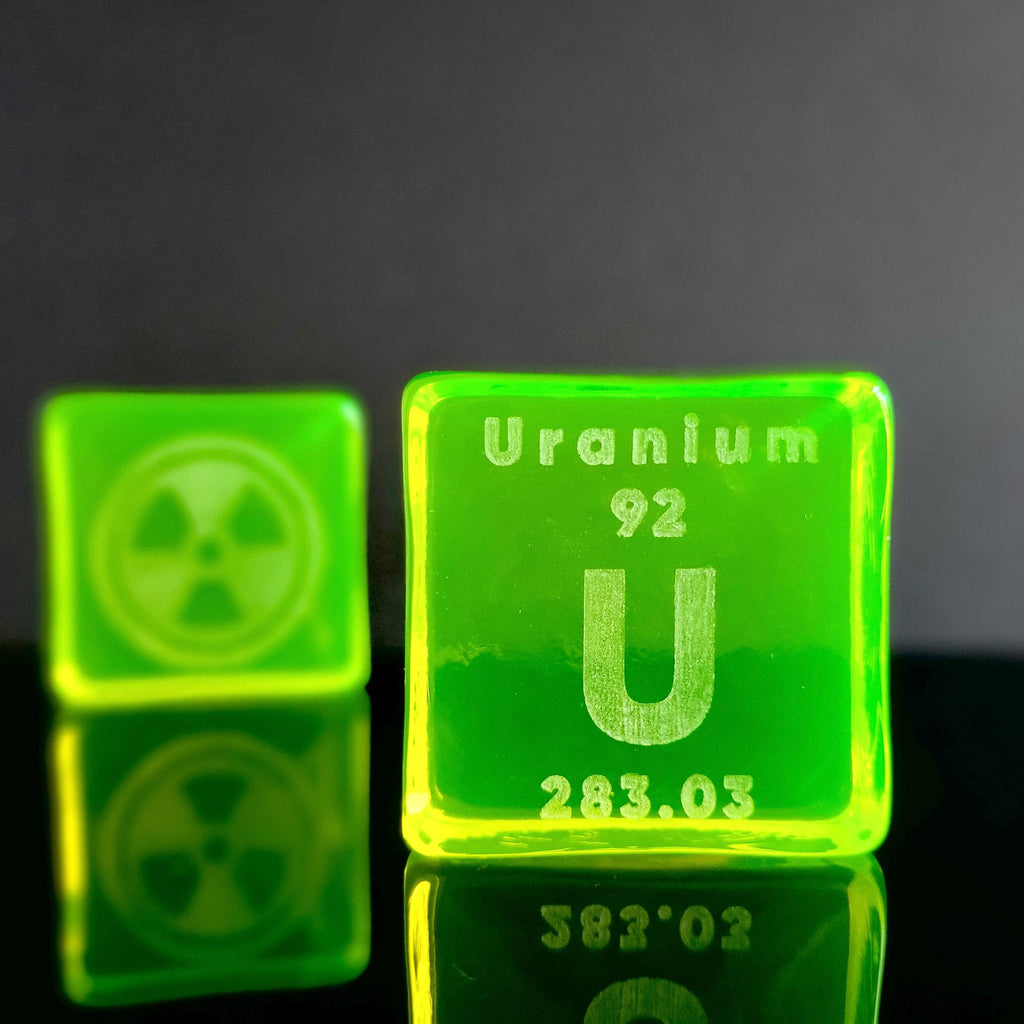 Custom Uranium Glass Block 50x50mm Art Deco Vaseline Yellow Glass Figurine