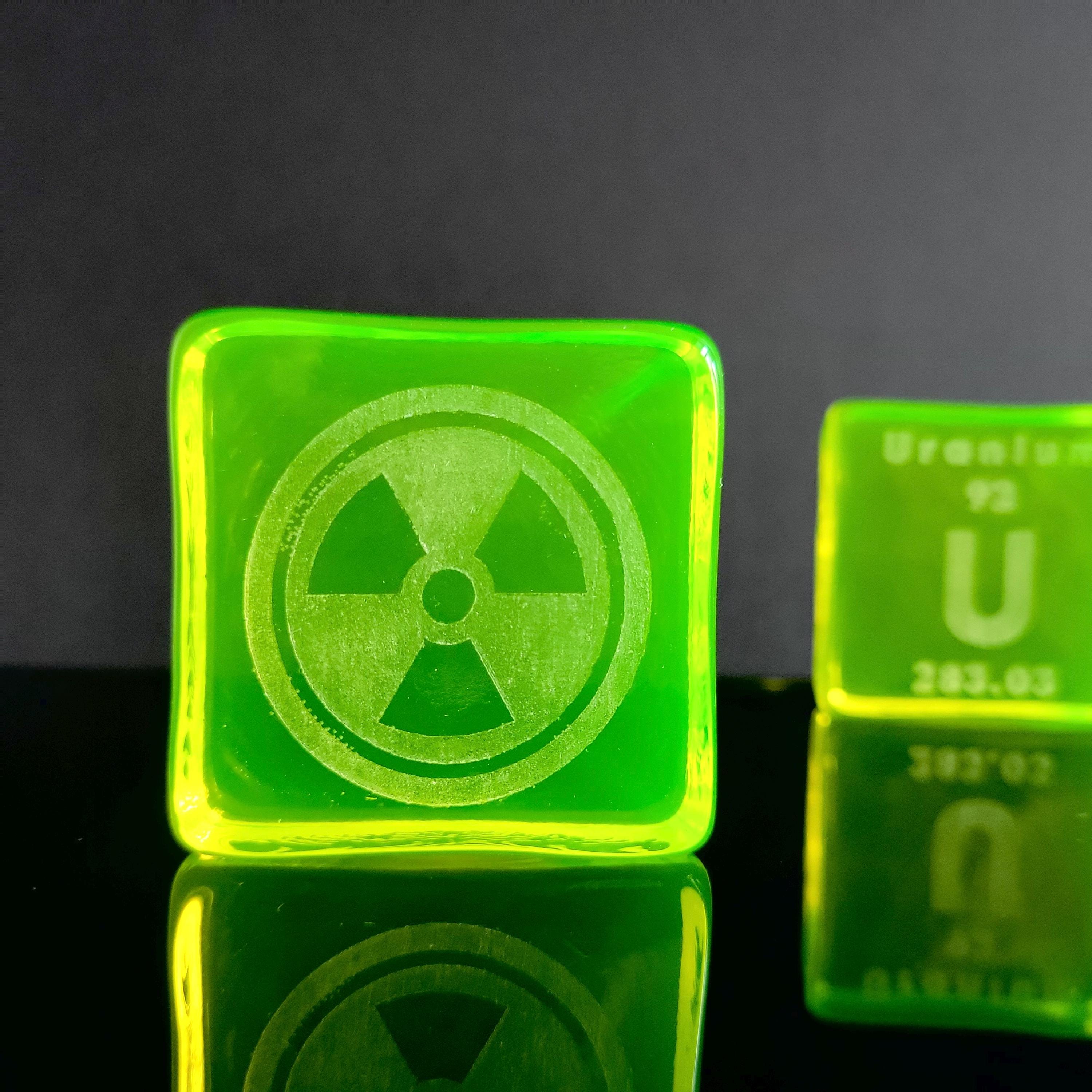 Custom Uranium Glass Block 50x50mm Art Deco Vaseline Yellow Glass Figurine