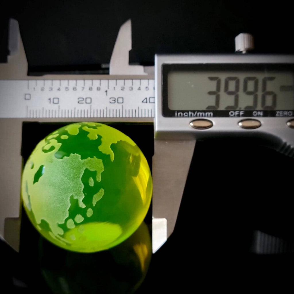 Vaseline Small Sphere Globe 40mm Paperweight Uranium Yellow Glass