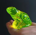 Uranium Glass Frog Vaseline Yellow Glass Figurine 1930' H.Hoffmann