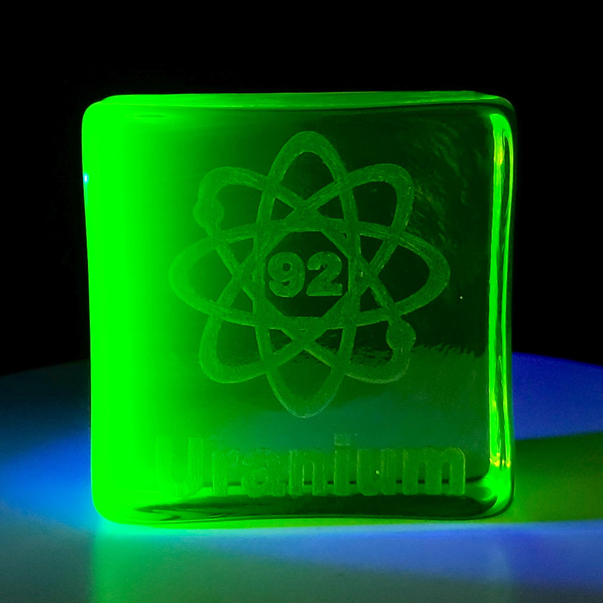 Uranium Glass Block 50x50mm Vaseline Yellow Glass Statue Gift for Collectors