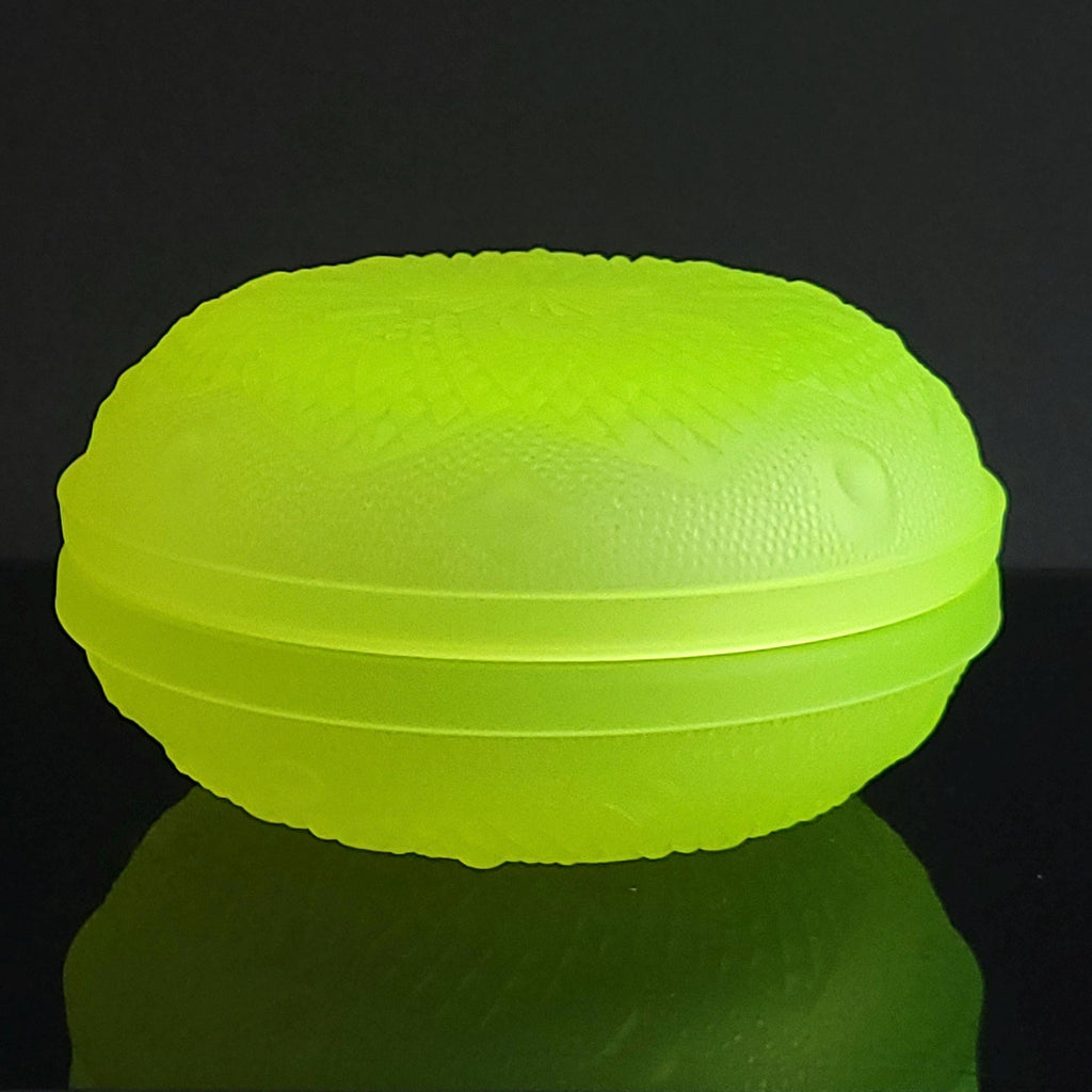 Vaseline Uranium Glass Trinket Box Yellow Frosty Matte Glass Jewelry Box