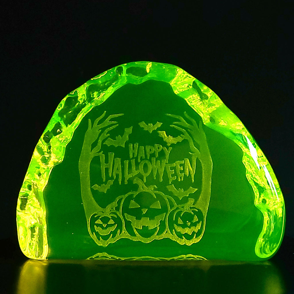 Custom Uranium Glass Block 50x50mm Art Deco Vaseline Yellow Glass Figurine