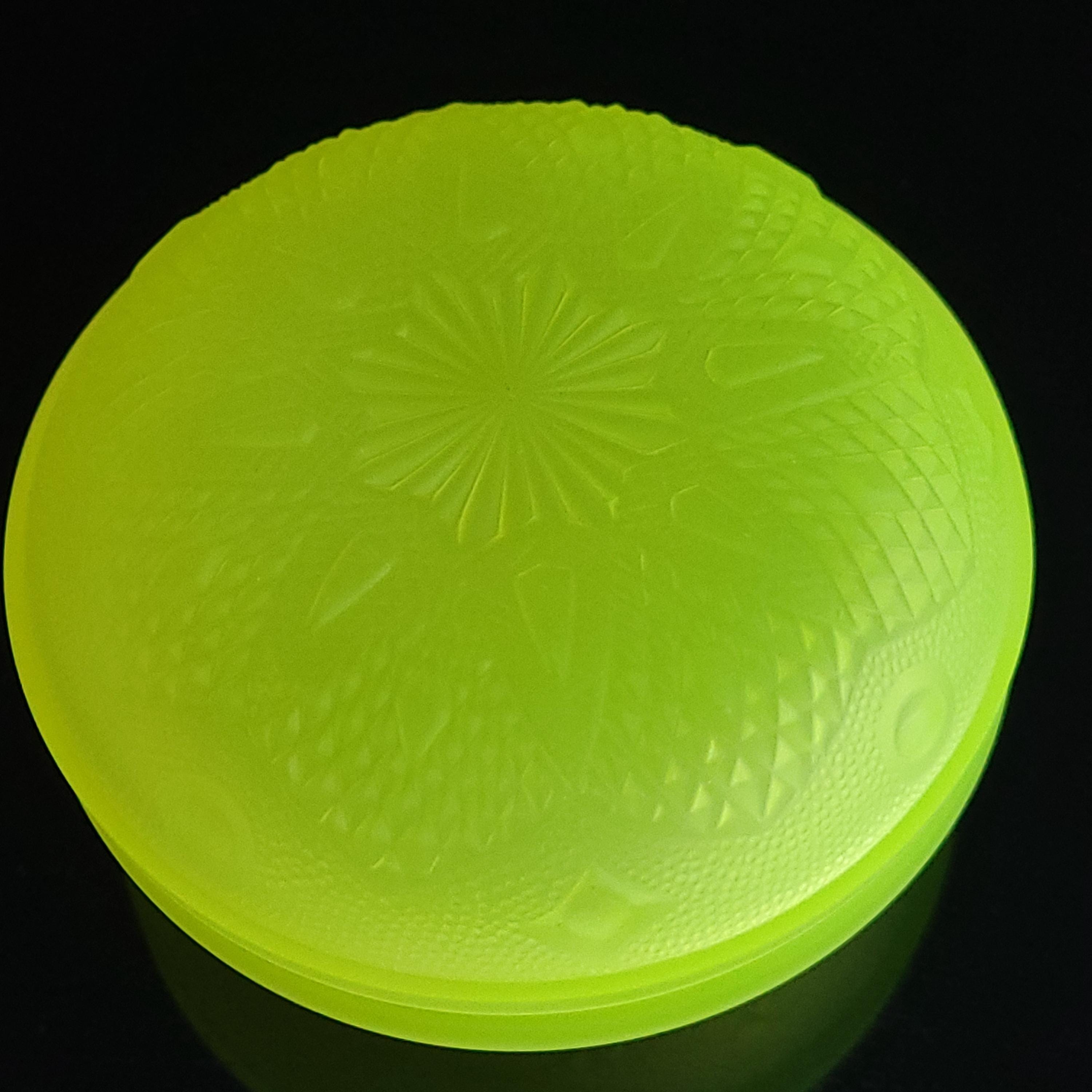 Vaseline Uranium Glass Trinket Box Yellow Frosty Matte Glass Jewelry Box