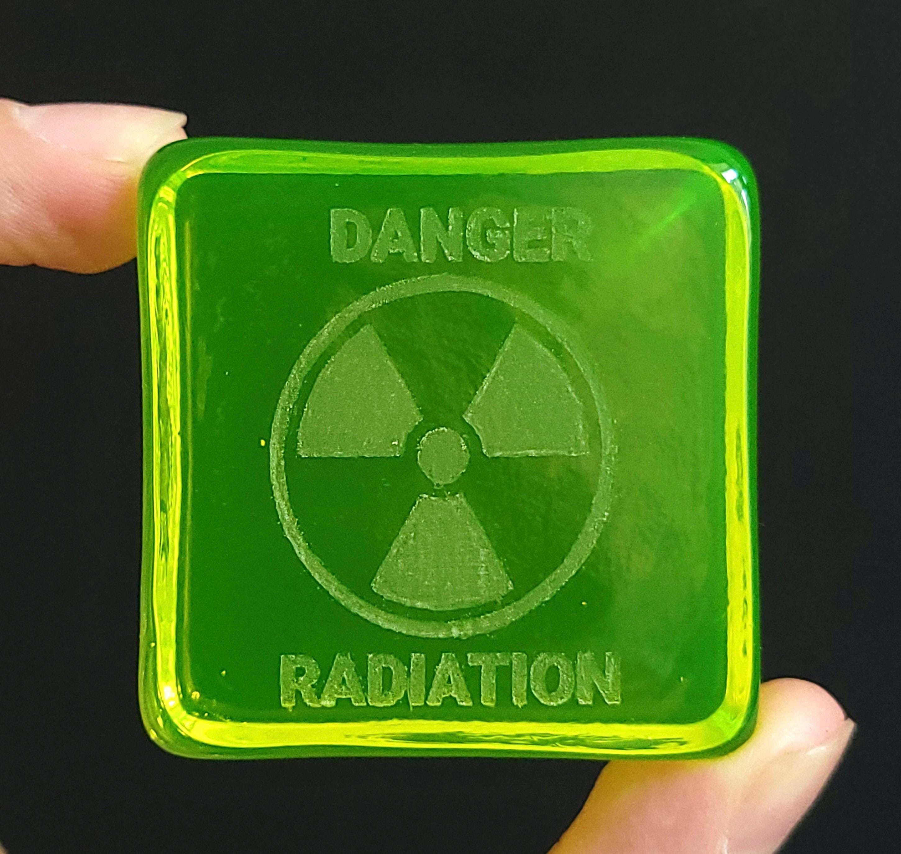 Vaseline Yellow Glass Block 50x50mm Art Glass Uranium Square Statue