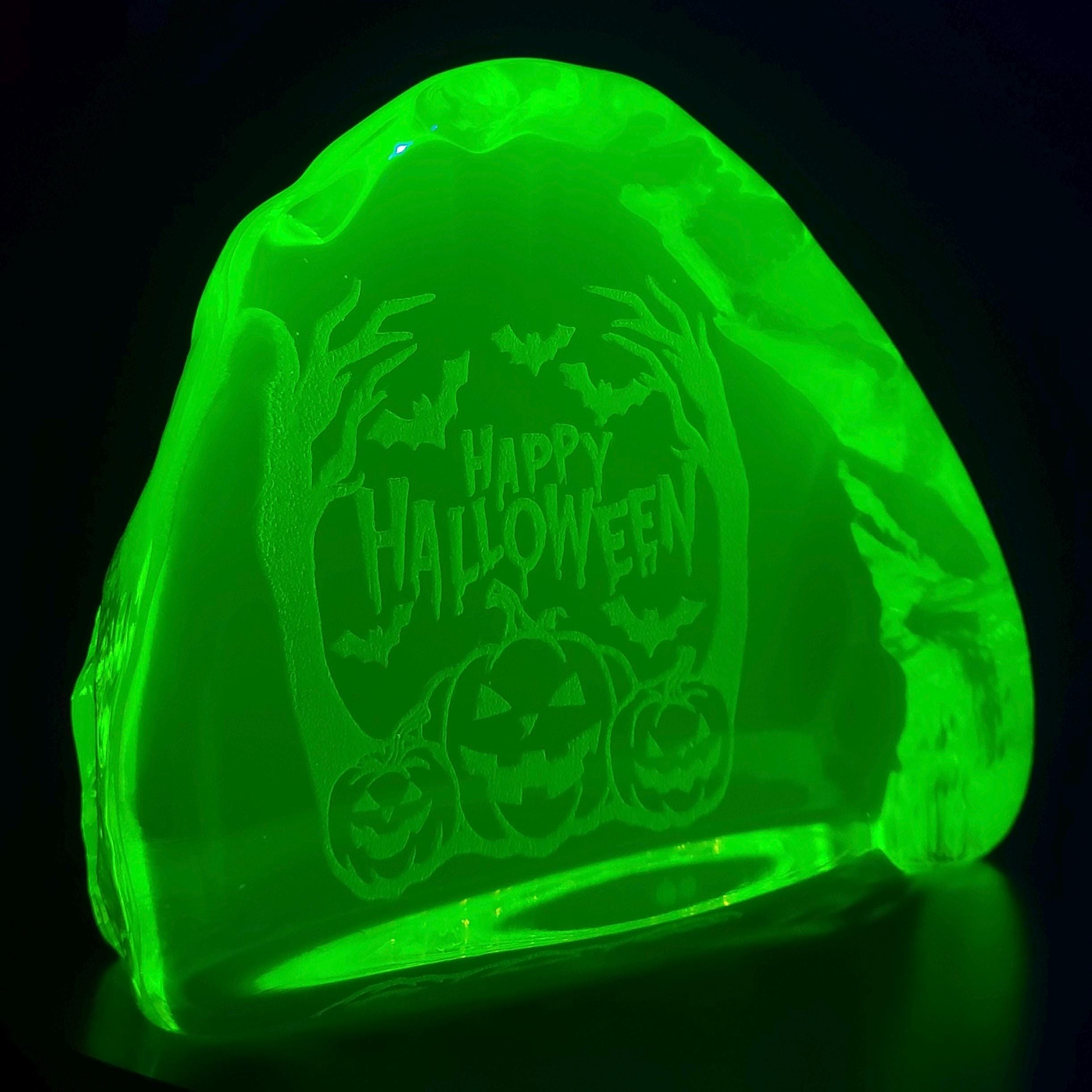 Vaseline Glass Figurine Uranium Yellow Statue Art Deco Collectible Halloween