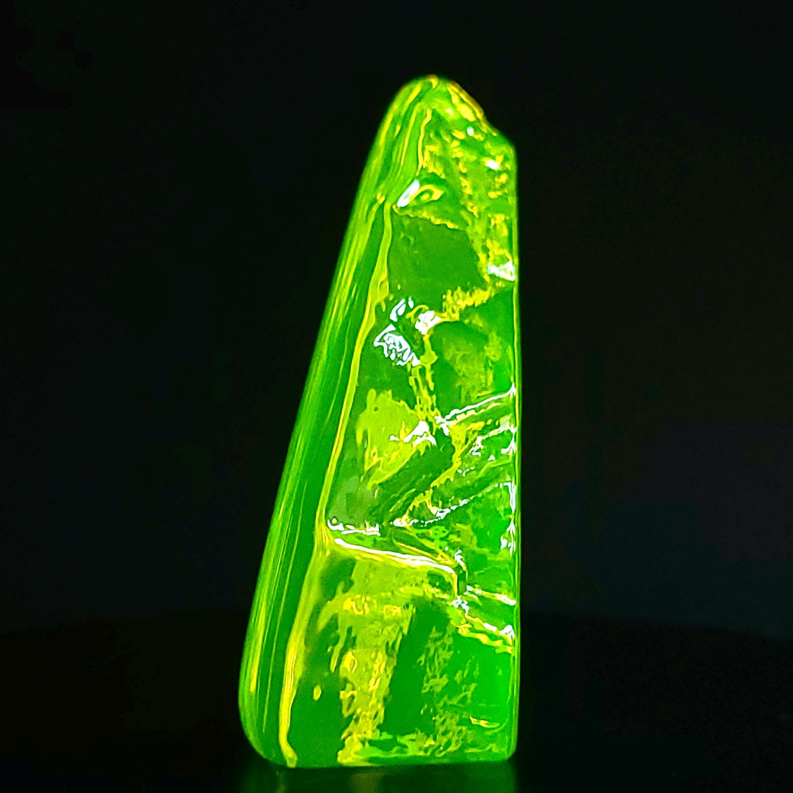 Uranium Glass Figurine Halloween Design Vaseline Yellow Glass Statue