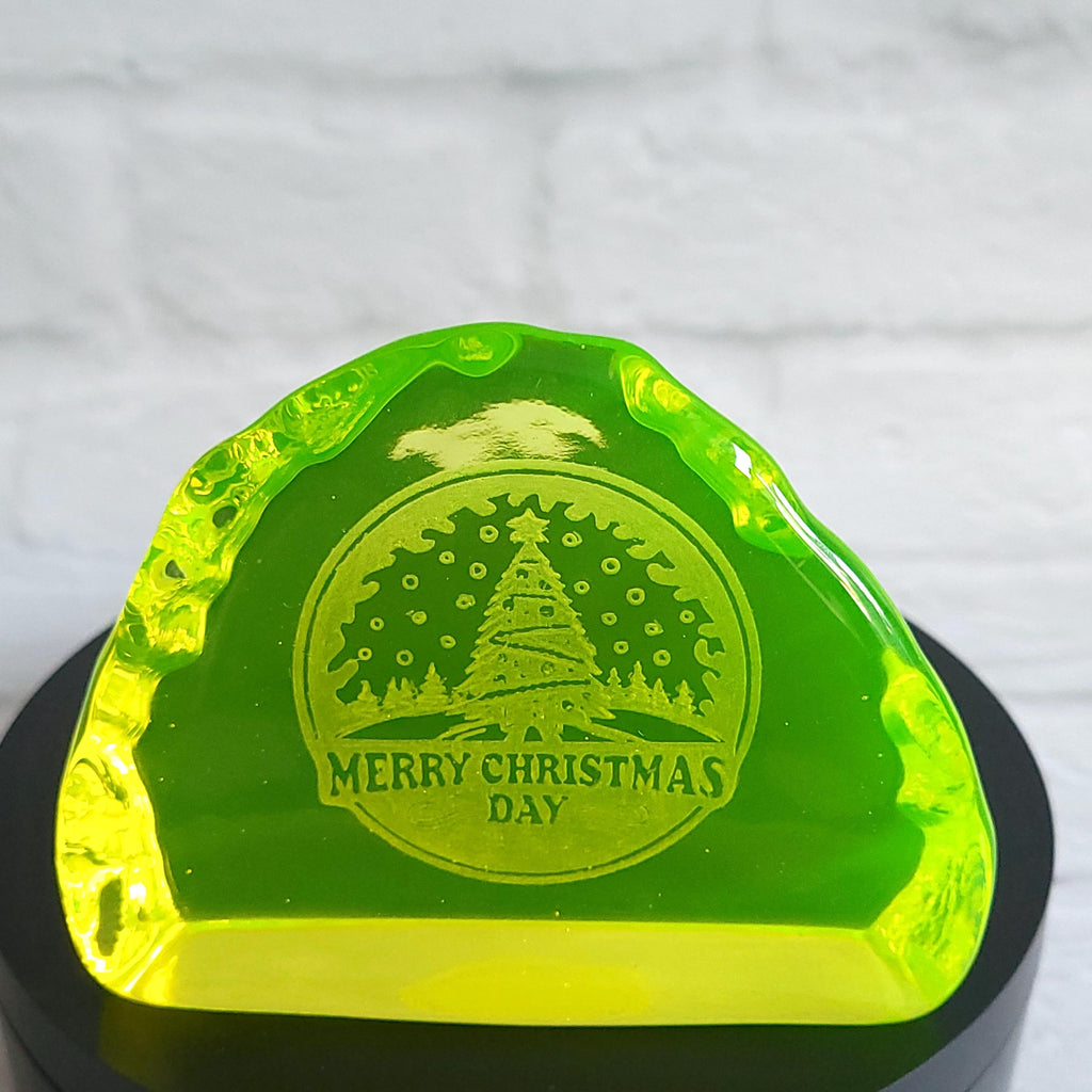 Custom Uranium Glass Block 50x50mm Art Deco Vaseline Yellow Glass Figurine