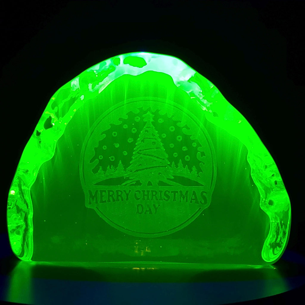 Custom Uranium Glass Block 50x50mm Art Deco Vaseline Yellow Glass Figurine