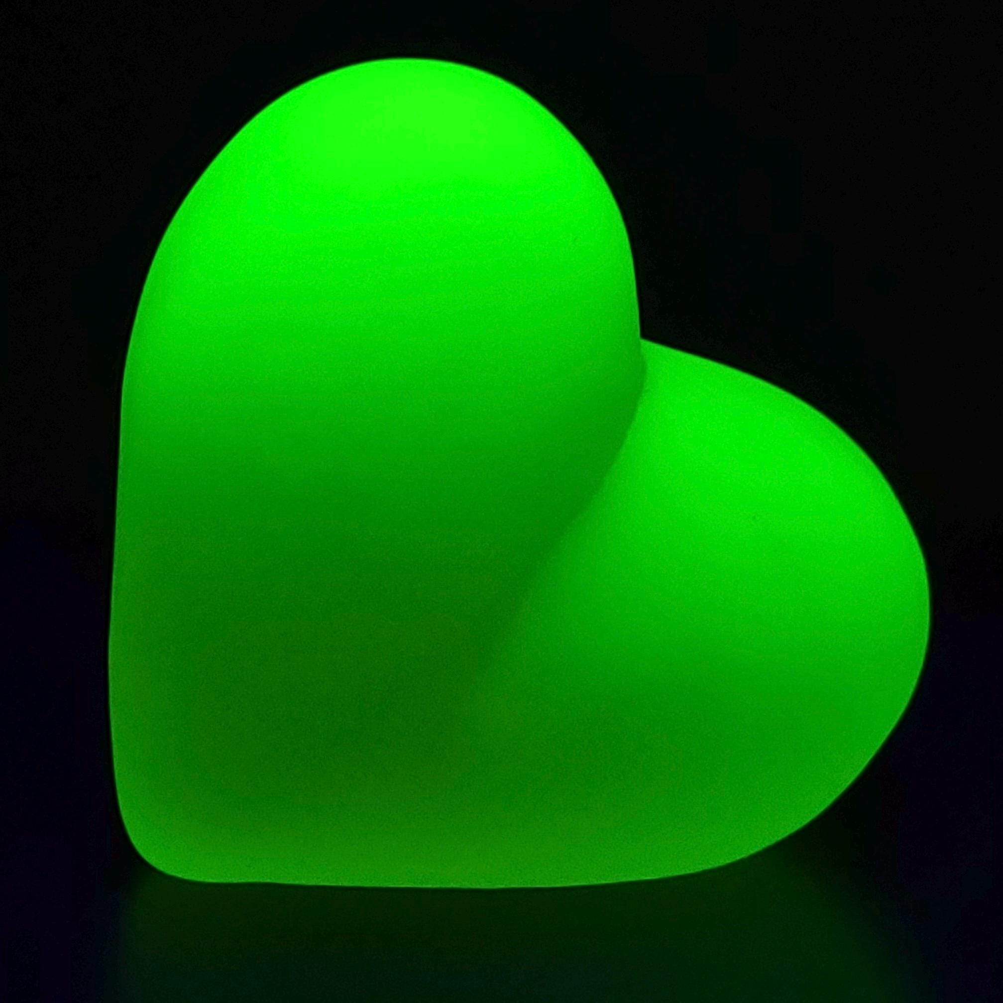 Uranium Glass Heart Figurine Vaseline Frosted Matte Yellow Glass