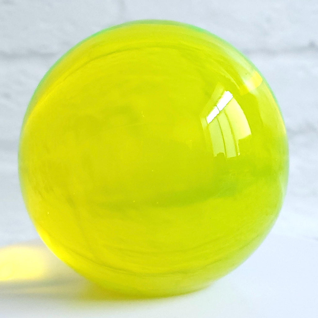 Uranium Sphere 51mm Yellow Clear Glass Vaseline Glass Paperweight