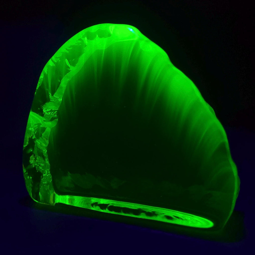 Uranium Glass Figurine Vaseline Yellow Glass Statue Collectible Uranium Glass