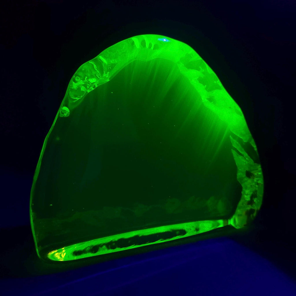 Uranium Glass Figurine Vaseline Yellow Glass Statue Collectible Uranium Glass