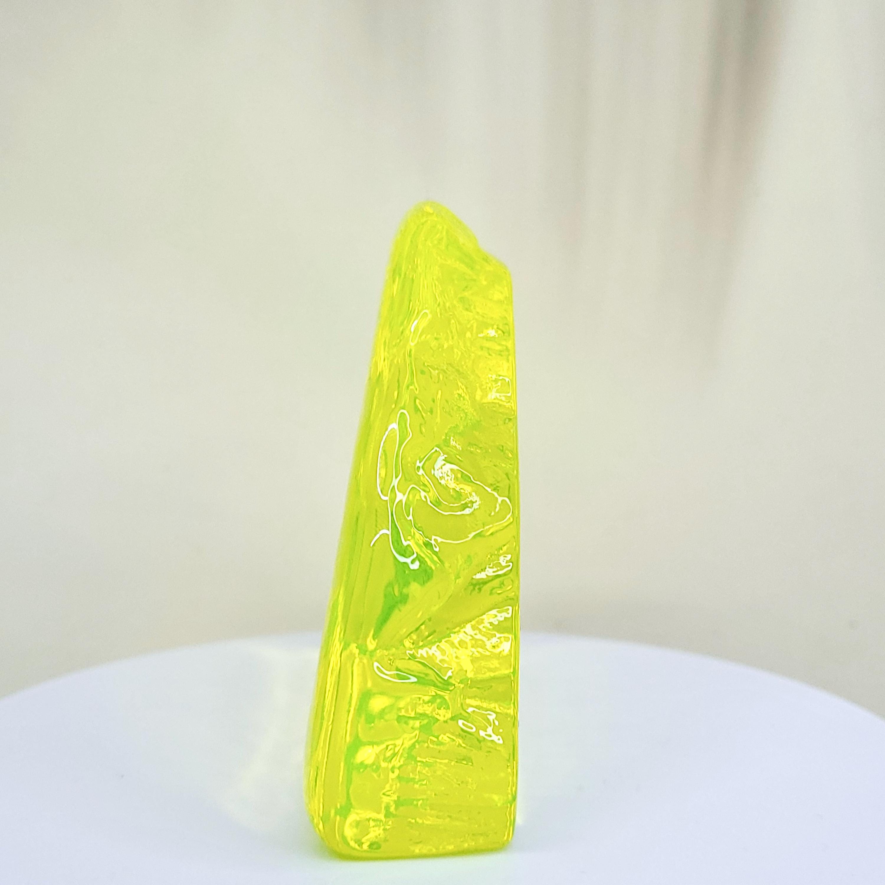 Uranium Glass Figurine Vaseline Yellow Glass Statue Collectible Uranium Glass