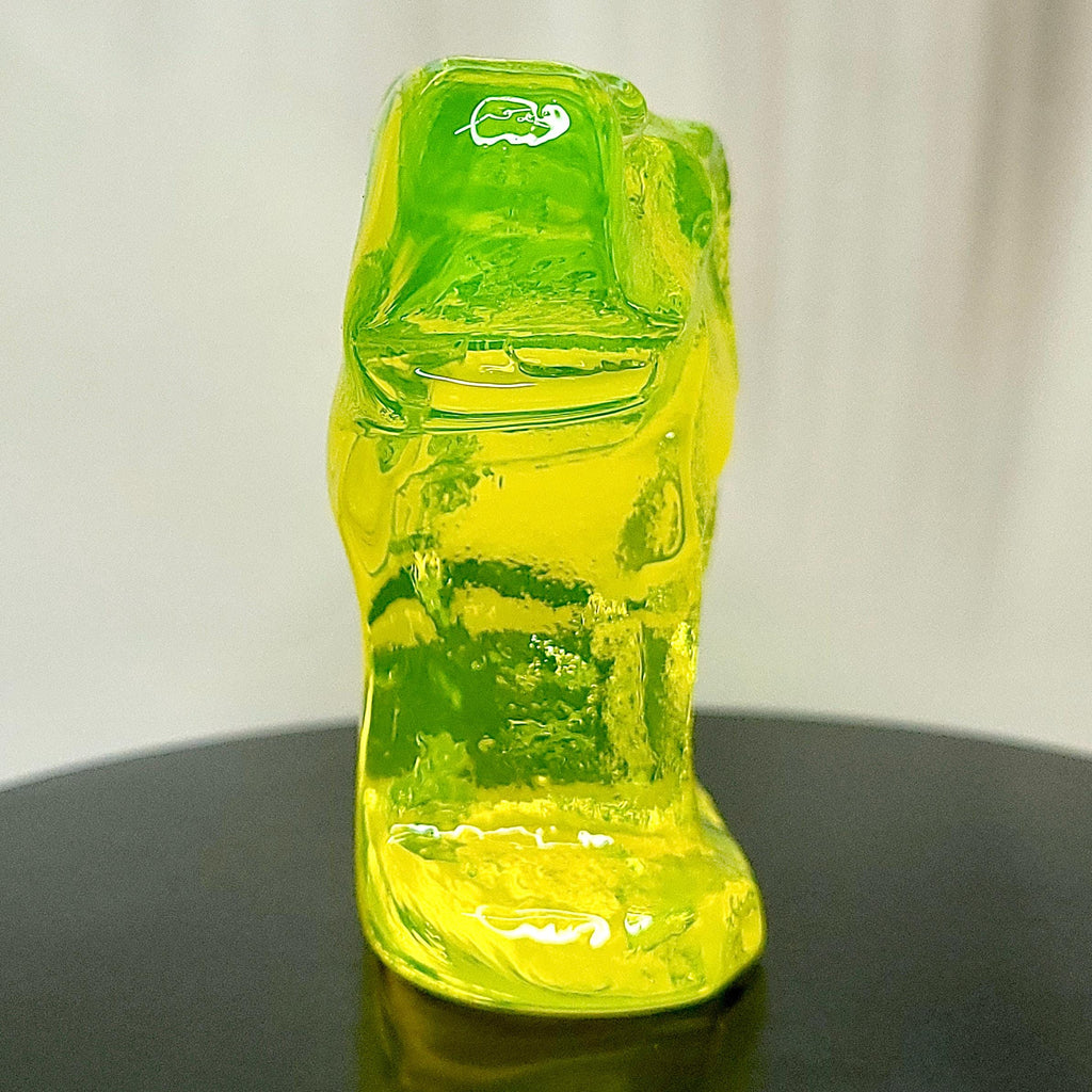 Uranium Glass ElephantVaseline Yellow Clear Glass Small Figurine
