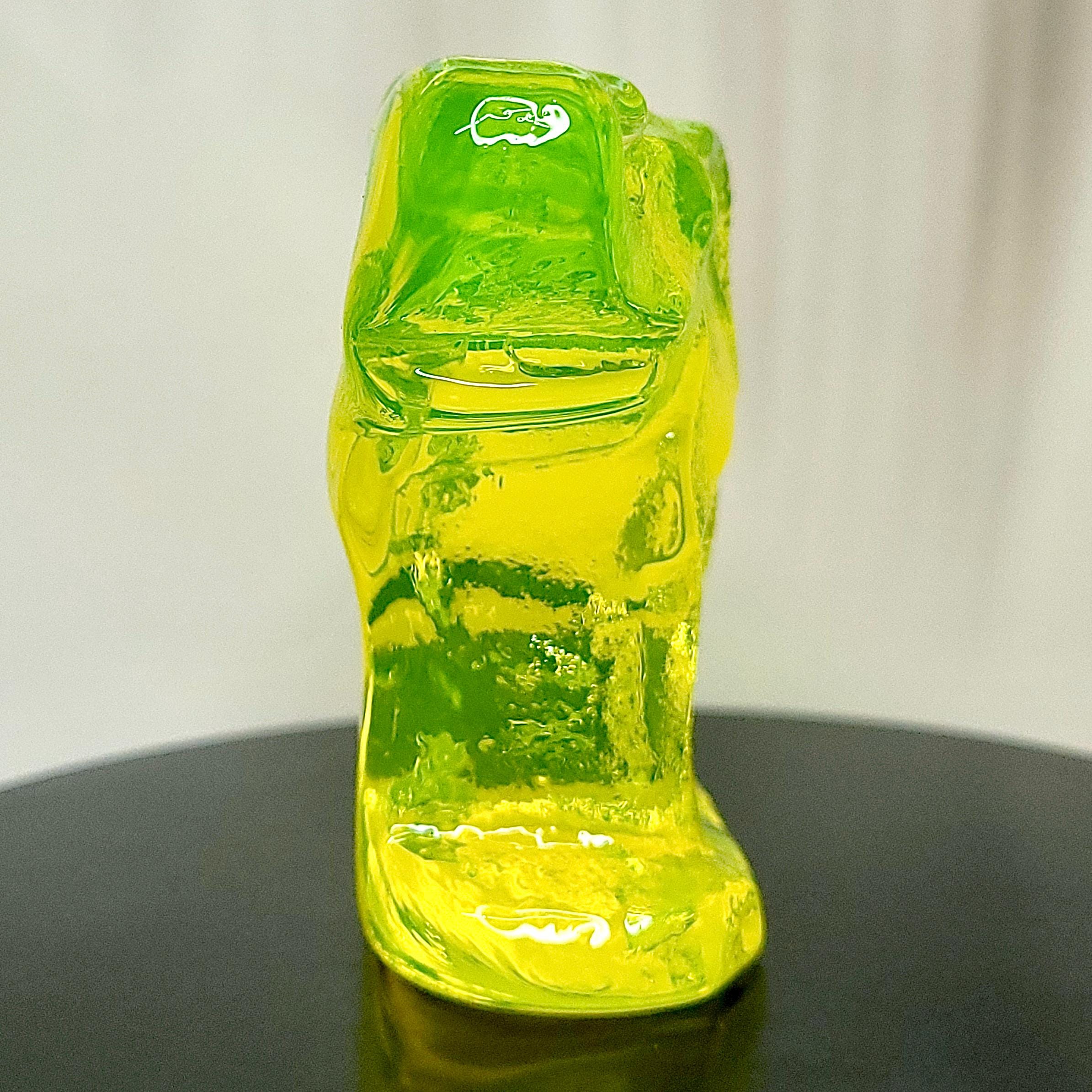 Uranium Glass ElephantVaseline Yellow Clear Glass Small Figurine