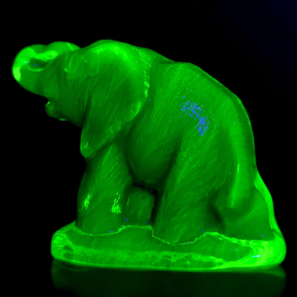 Uranium Glass ElephantVaseline Yellow Clear Glass Small Figurine