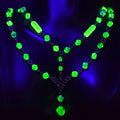 Uranium Glass Necklace 19'' Vaseline Glass Czech Beads Pendant